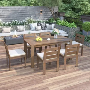 7 Piece Acacia Wood Outdoor Dining Set