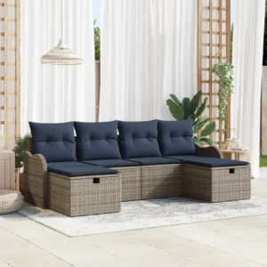 6 Piece Garden Sofa Set with Cushions